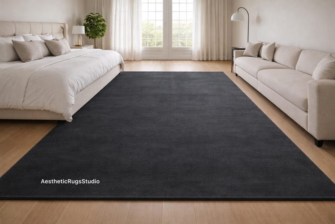 Luxury Dark Gray Solid Area Rug — Modern Minimalist Hand-tufted Carpet ...