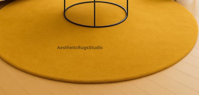 Yellow Circe Rug Hand-tufted Yellow Sunburst Round Rug – Modern Geometric Circle Carpet ...