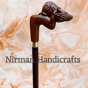 Hand Carved Rat Walking Cane: Handmade Wooden Animal Design