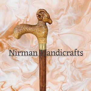 Hand Carved Deer Handle Wooden Walking Cane: Handmade Ash & Oak