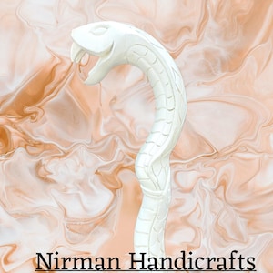 Handmade Snake Walking Cane: Cobra Head Wooden Stick, 36 Inch