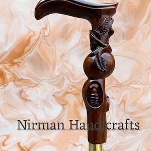 Hand Carved Wooden Walking Cane: Unique Design, Comfortable Grip