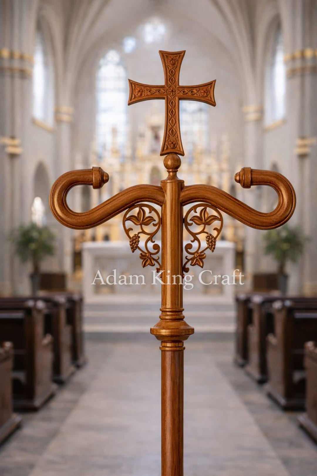 Wooden CROZIER Bishop Staff Crosier Quality Craftsmanship, 72 ...