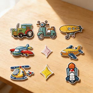 Parches termoadhesivos para vehículos, bordados de coches, camiones, construcción, aviones y autobuses, decoración de ropa infantil, parches de tela para manualidades, parches divertidos