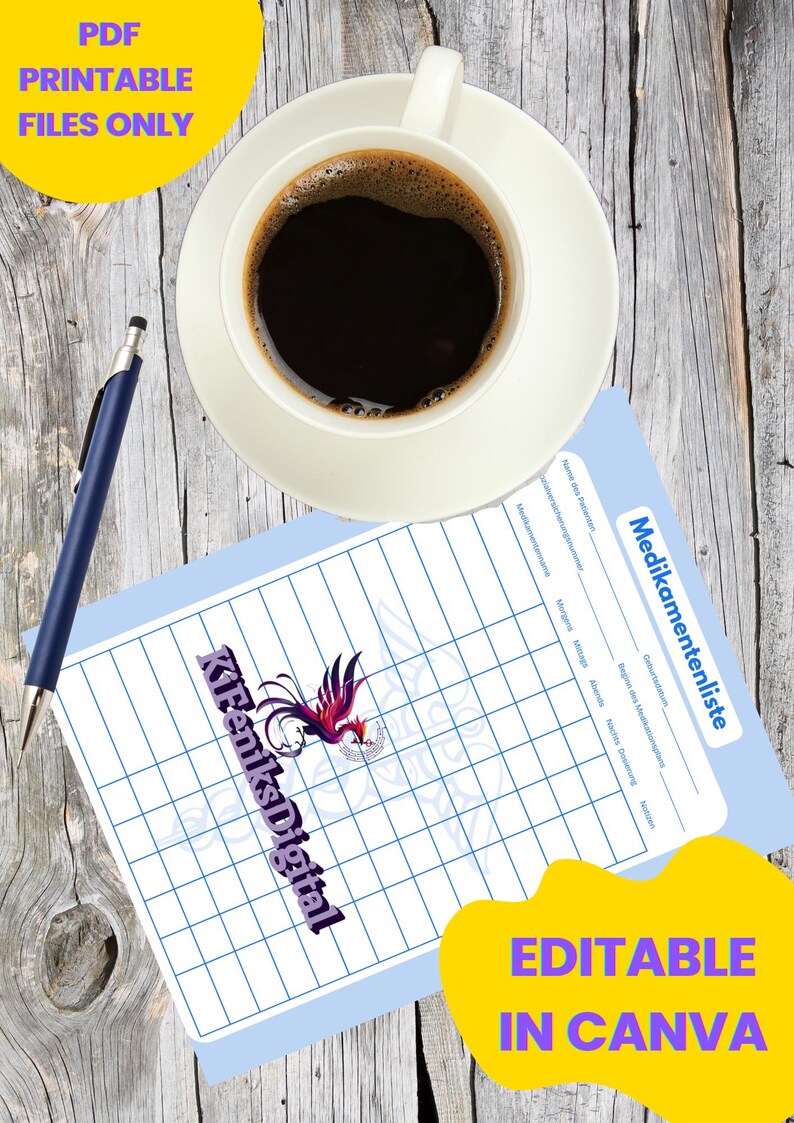 Medication Tracker PDF | Editable Medication Log | EN & DE Canva ...