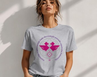 Sorceress Harmony Couple T-Shirt, Front & Back Print, 3J Symbol, Spiritual Unisex Tee, Sacred Feminine Gift, Witchy Style