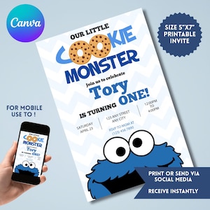 Editable Birthday Invitation, Sesame street Birthday Invitation, Printable Abby Cadabby invitation, Instant Download, Canva