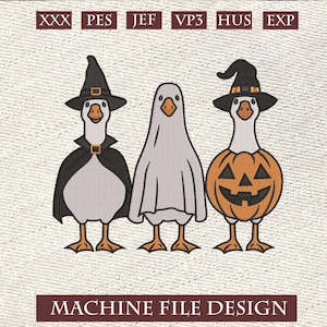 Halloween Gans Stickdatei, Halloween Gans Stickdatei, lustige gruselige Ente Maschinenstickerei Muster PES DST JEF