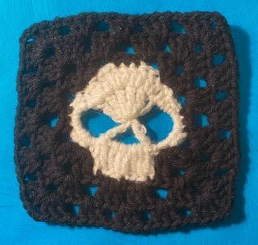 Skull Granny Square Crochet Pattern Etsy