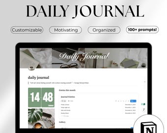 Notion Daily Journal Template | Wellness & Gratitude (Digital Download)