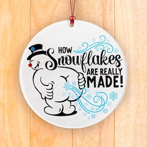 Funny Christmas Ornament, Snowman Ornament, Humorous Holiday Decor, Gag Gift for Adults, Unique White Elephant Gift