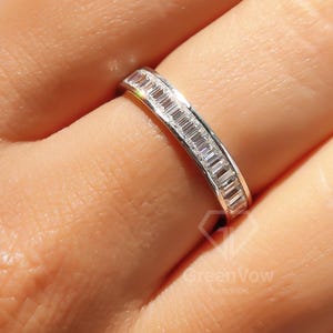 3.75mm Wide Channel Set Baguette Moissanite Wedding Band Full Eternity ...