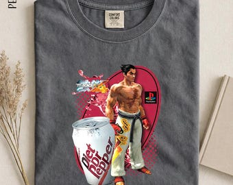 The Tekken 4  Kazuya Shirt, Dr. Pepper Collaboration Shirt, Gamer Tee, Vintage Video Game Shirt, Kazuya Mishima Shirt