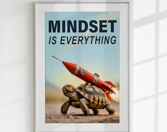 Impresión digital "La mentalidad lo es todo" / Arte mural motivacional para la decoración de la oficina / Póster con cita inspiradora / Obra de arte imprimible para la habitación