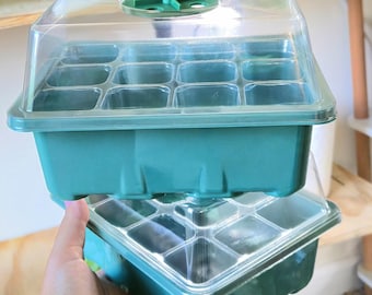 Mini Greenhouse Seed Starter Tray with Humidity Dome - Pack of 2