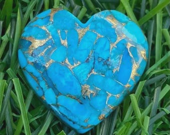 AAA+ Top Quality Blue Copper Kingman Turquoise Cabochon: Heart Gemstone For Jewellery Making