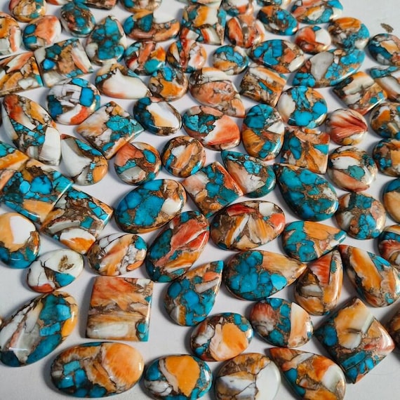 AAA+ Spiny Oyster Copper Turquoise Good Quality Cabochon Free form Mix Shape Gemstone