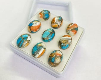 AAA+ Spiny Oyster Copper Turquoise Cabochon: Oval Gemstone (4x6 to 20x30 MM)
