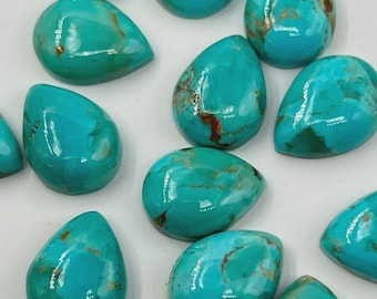 AAA+ Blue Muhave Turquoise Pear Shape Cabochon: 4x6 to 20x30 mm Loose Gemstone
