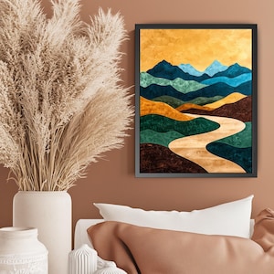 Framed Landscape Canvas Art Print, Colorful Mountain Wall Decor, Nature Inspired Home Decoration, Living Room Artwork, Gift for [...]