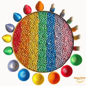 Sparkling Rainbow (4 cups) with Rings Bin Filler , Rainbow Sensory Kit, Sensory Filler, Chick Peas Play, Montessori Sensory Play