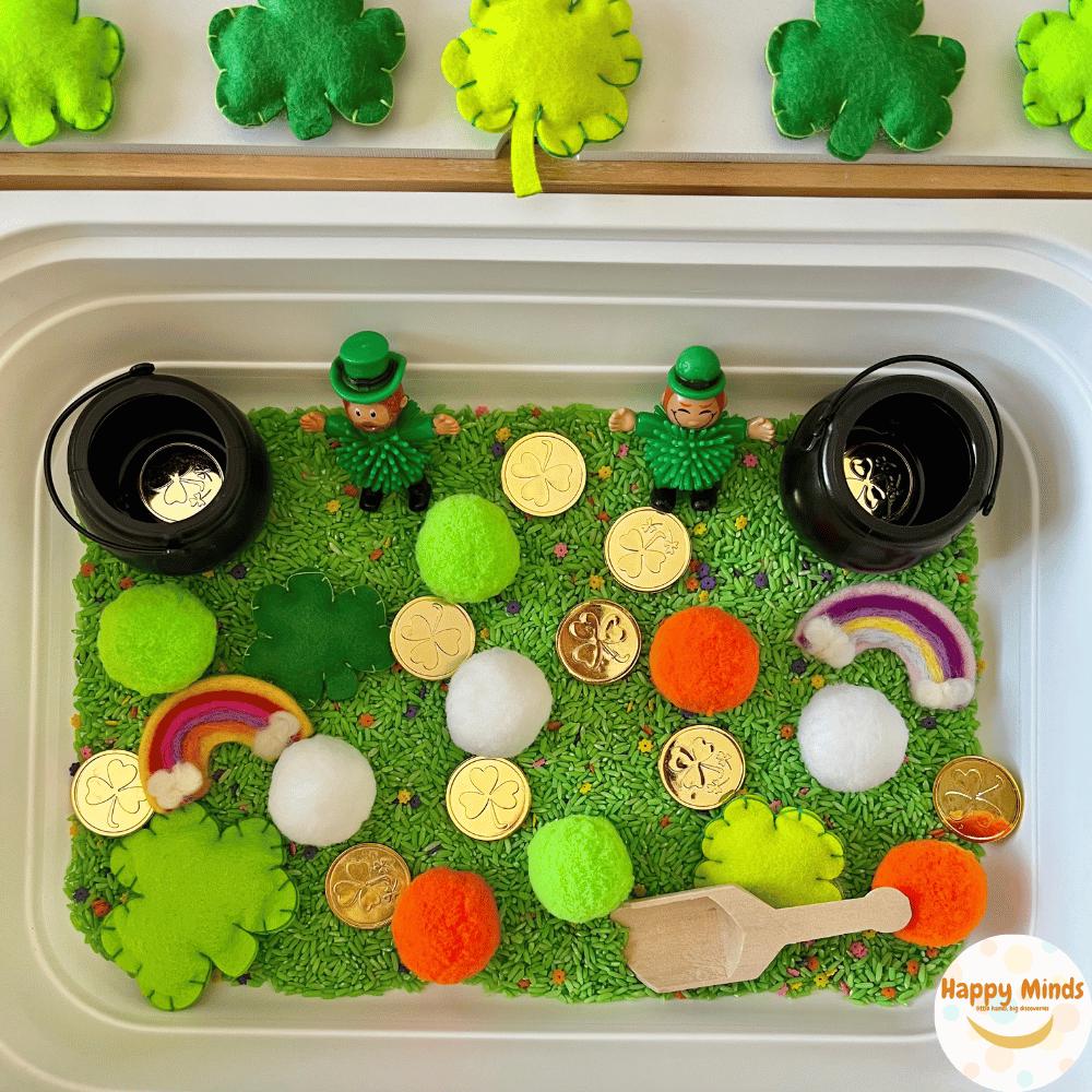 St. Patricks Sensory Bin (4 Cups), Sensory Play, St. Patrick's Day Bin ...