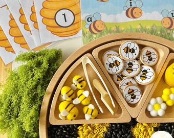 Bees Sensory Bin, Bees Theme, Bees Play, Nature Play, Bee Sensory Bin, Spring Play