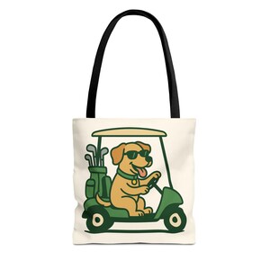 Golf Dog Tote Bag, Cute Dog Lover Gift, Funny Golf Accessory, Pet Lover Tote, AOP Design for Animal Enthusiasts