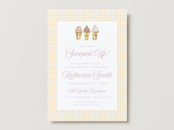 Bridal Shower Invitation: Scooped Up Design, Instant Edit & Share (Digital Download)