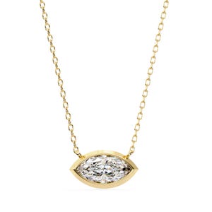 Marquise Diamond Solitaire Necklace, 0.70CT Marquise Cut Lab Diamond Pendant, 18 inches Chain, Marquise Diamond Necklace, BeautifulDiamonds.