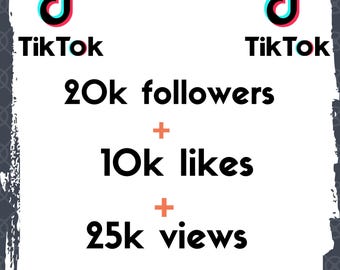 TikTok Volgers Pakket: 20.000 Volgers + 10.000 Likes + 25.000 Weergaven | TikTok Groei Bundel | Sociale Media Promotie | TikTok Betrokkenheid Boost