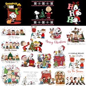 Paquete de Navidad Snoopy SVG & PNG, Clipart de Dibujos Animados Peanuts, Caricatura Navideña Peanuts, PNG Divertido Navidad, Perro Cartoon