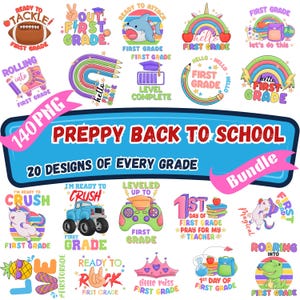 Preppy Back to School Bundle PNG, Coquette Teacher First Day of School Shirt Design, Girly Checkered Sublimation, Pre-k 1st/2nd/3rd Grade