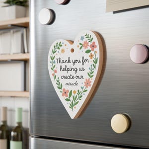 IVF Doctor Thank You Gift: Wooden Heart Ornament & Fridge Magnet
