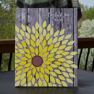 Wedding Guest Book Alternative, Sunflower Wedding, Flower Guest Book, Dahlia,Unique Wedding Guestbook, Bridal Shower Guestbook, 16x20 CANVAS