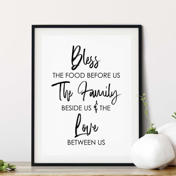 Bless The Food Before Us Sign, Kitchen Decor, Farmhouse Dining Room Signs, Dining Room Wall Decor, Kitchen Signs, Bless The Food Sign Wood