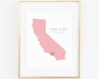 Keepsake Wedding Map Printable Digital, Custom Personalized Country or State Guest Book Alternative, Destination Wedding Gift