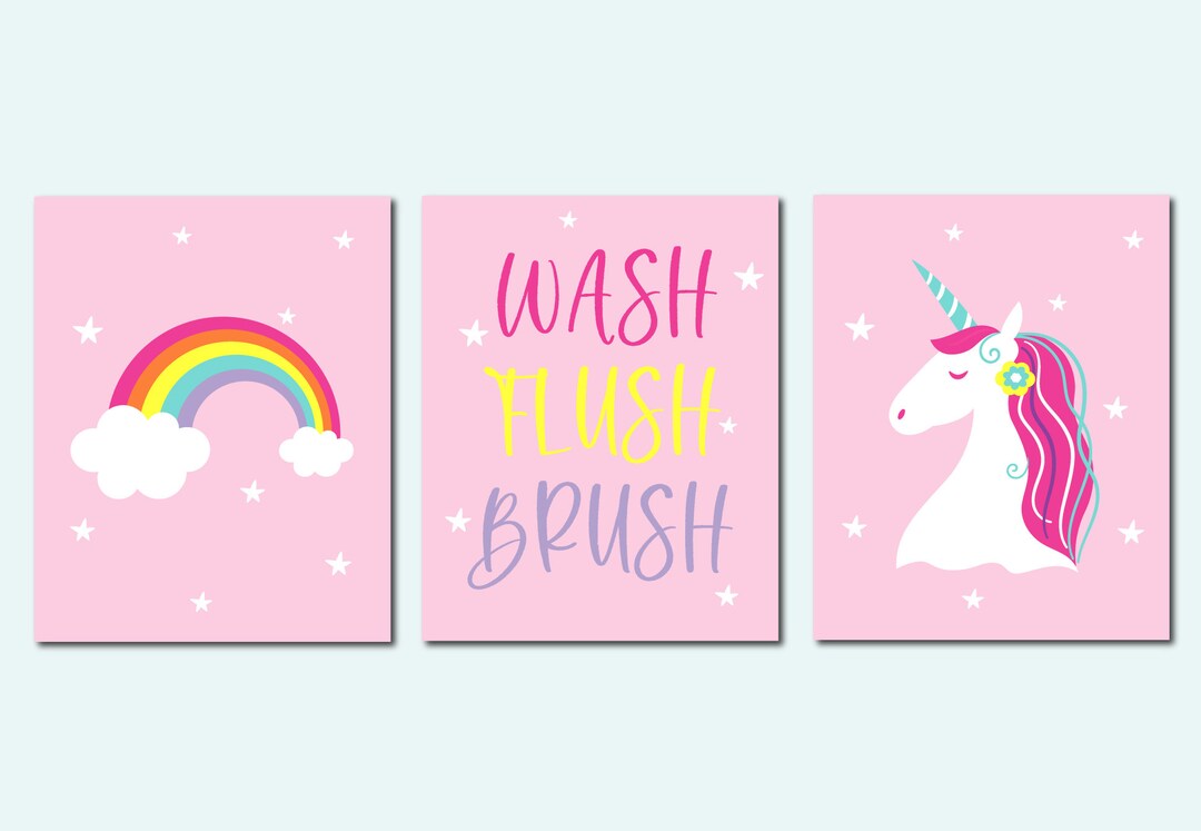Girls Bathroom Decor, Young Girls Bathroom Decor, Unicorn Bathroom Art