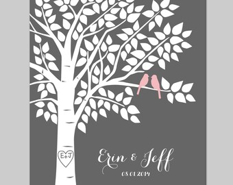 Tree Guest Book, Wedding Guestbook, Guestbook Sign, Unique Wedding Guestbooks, Guestbook - 16x20 - 125 Signature Keepsake Guestbook Poster