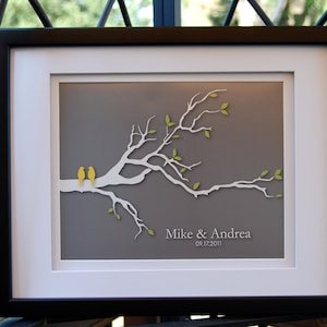 Personalized Love Birds Family Tree Print, Custom Wedding Gift
