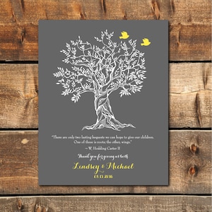 Roots and Wings Poem, Hodding Carter Jr., Regalo di nozze di ringraziamento per i nostri genitori, Regalo di ringraziamento dei genitori, Regalo dei genitori, Albero con uccelli d'amore