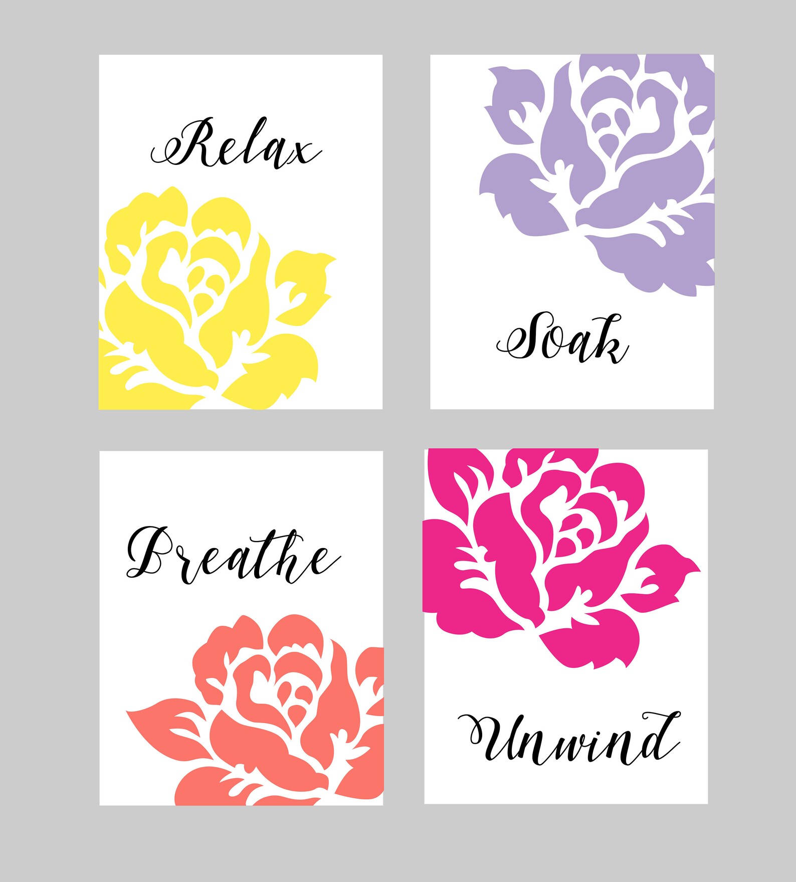 Yellow and Grey Bathroom Wall Art Bathroom Wall Decor Yellow Etsy