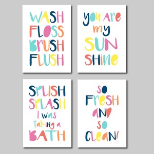 Kids Bathroom Decor, Bathroom wall decor, Kids Bathroom Art, You Are My Sunshine, Hello Sunshine, Splish Splash, Wash Flush Brush Wall Art