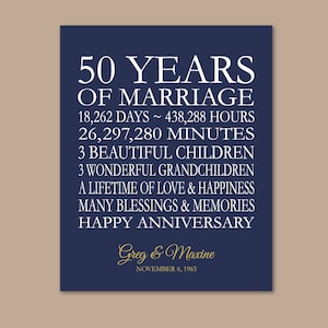 50th Anniversary Gifts, Golden Anniversary, 50th Wedding Anniversary, Personalized Anniversary Gift, Anniversary Gift From Kids, 8x10 Print