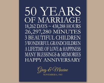 Personalized 50th Anniversary Print, Golden Anniversary Gift (8x10)