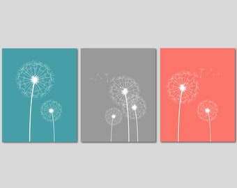 Dandelion Wall Art, Dandelion Gifts, Dandelion Art Print, Dandelion Wall Decor, Dandelion Flower, set of 3 Dandelion Wall Printables