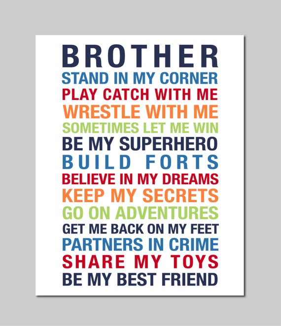 Big Brother Print Brothers Print Boy Room Decor Boys Rules Boy Etsy