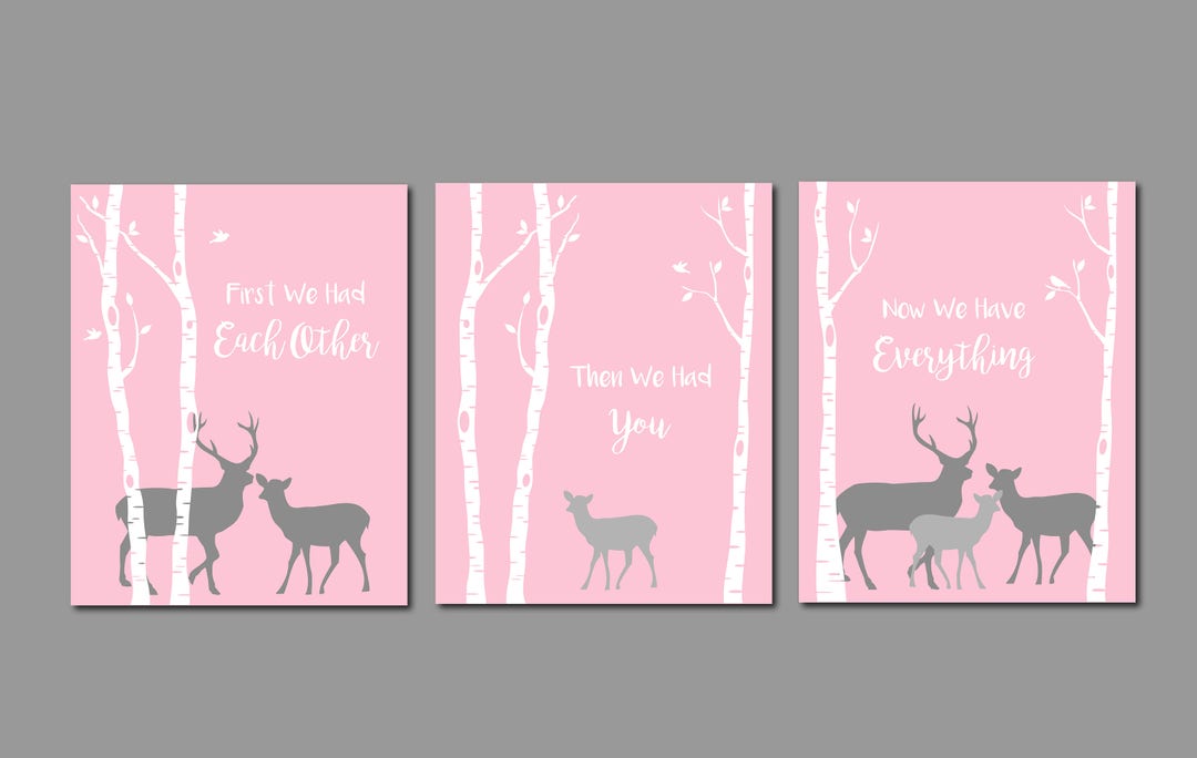 Deer Nursery Girl Deer Nursery Print Deer Baby Girl Nursery Etsy