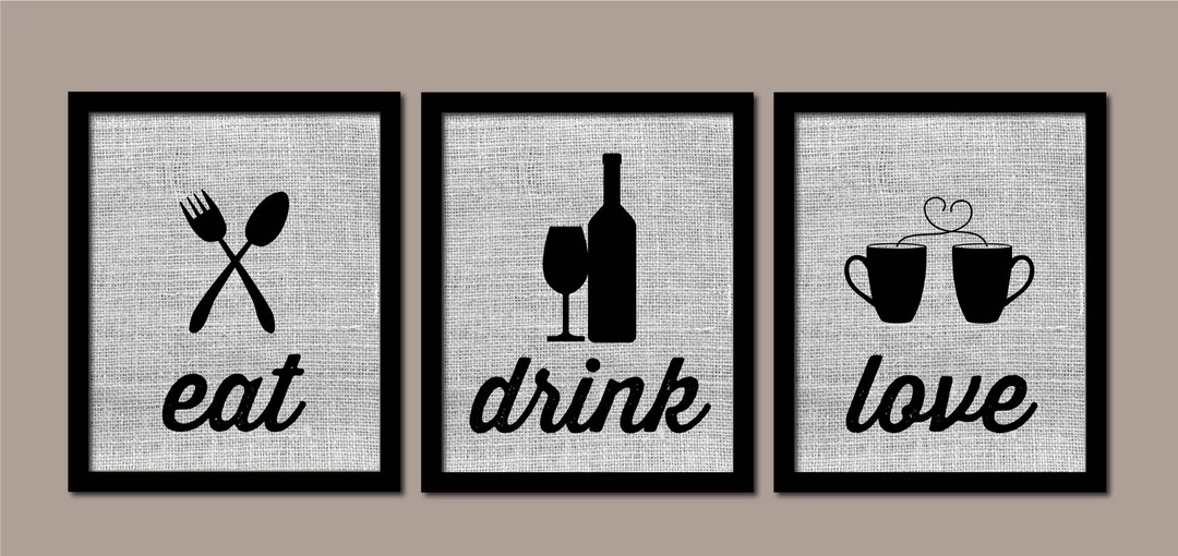 Kitchen Wall Art Kitchen Decor Modern Kitchen Art Eat Drink - Etsy