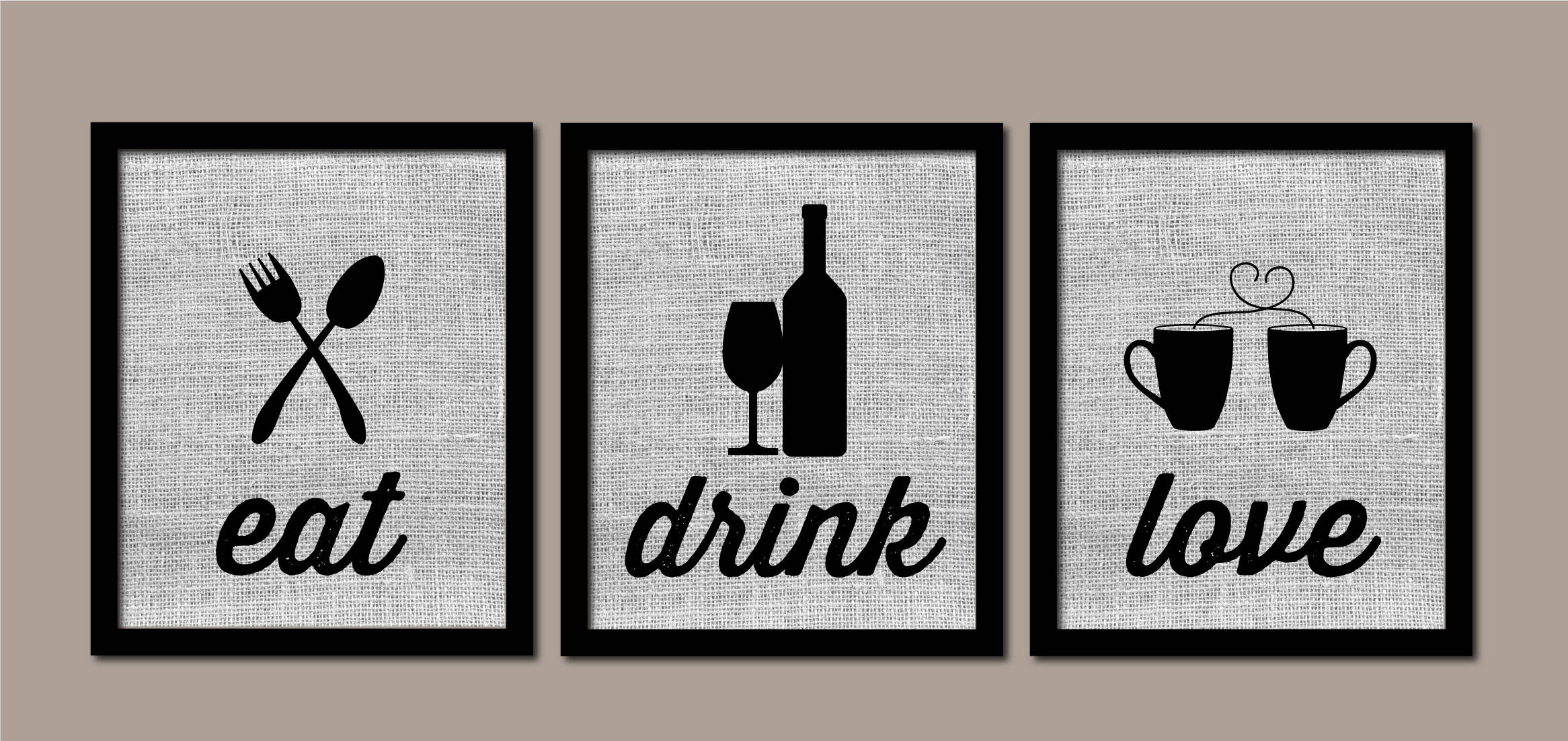 Kitchen Wall Art Kitchen Decor Modern Kitchen Art Eat Drink Etsy